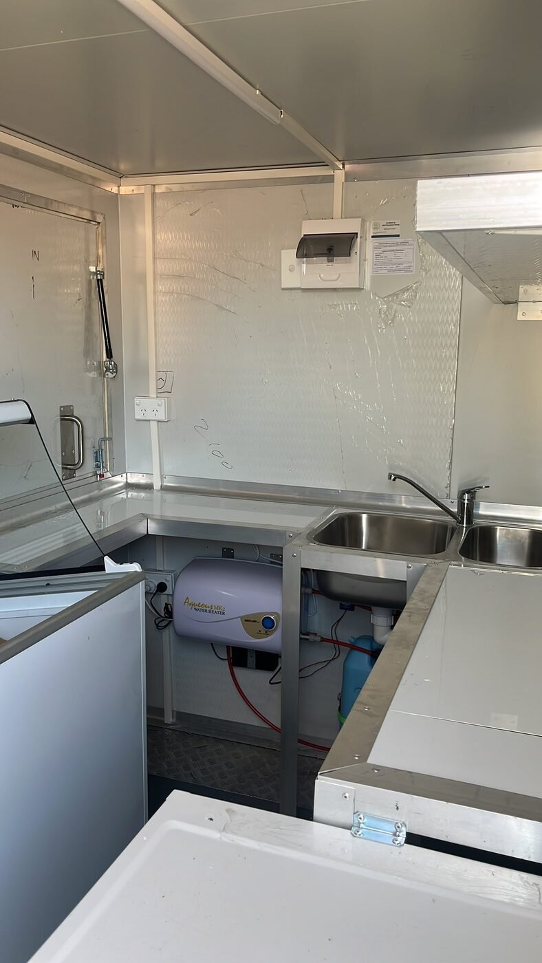 Stainless steel bench fit-out inside food truck